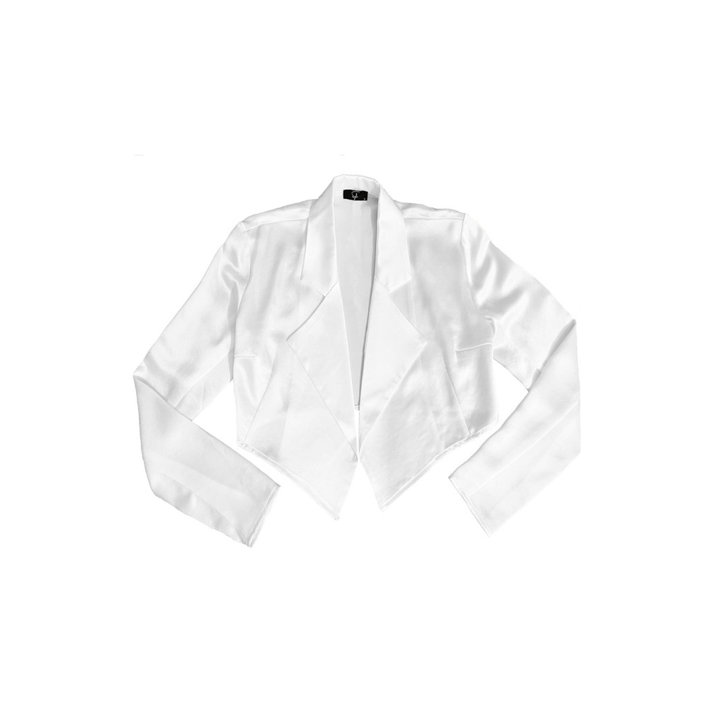 White Satin Cropped Blouzer - Picture 2 of 2